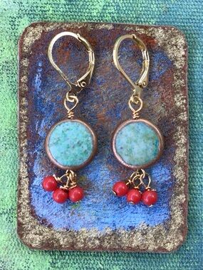 Turquoise Gold Edge Sundance Charm Earrings